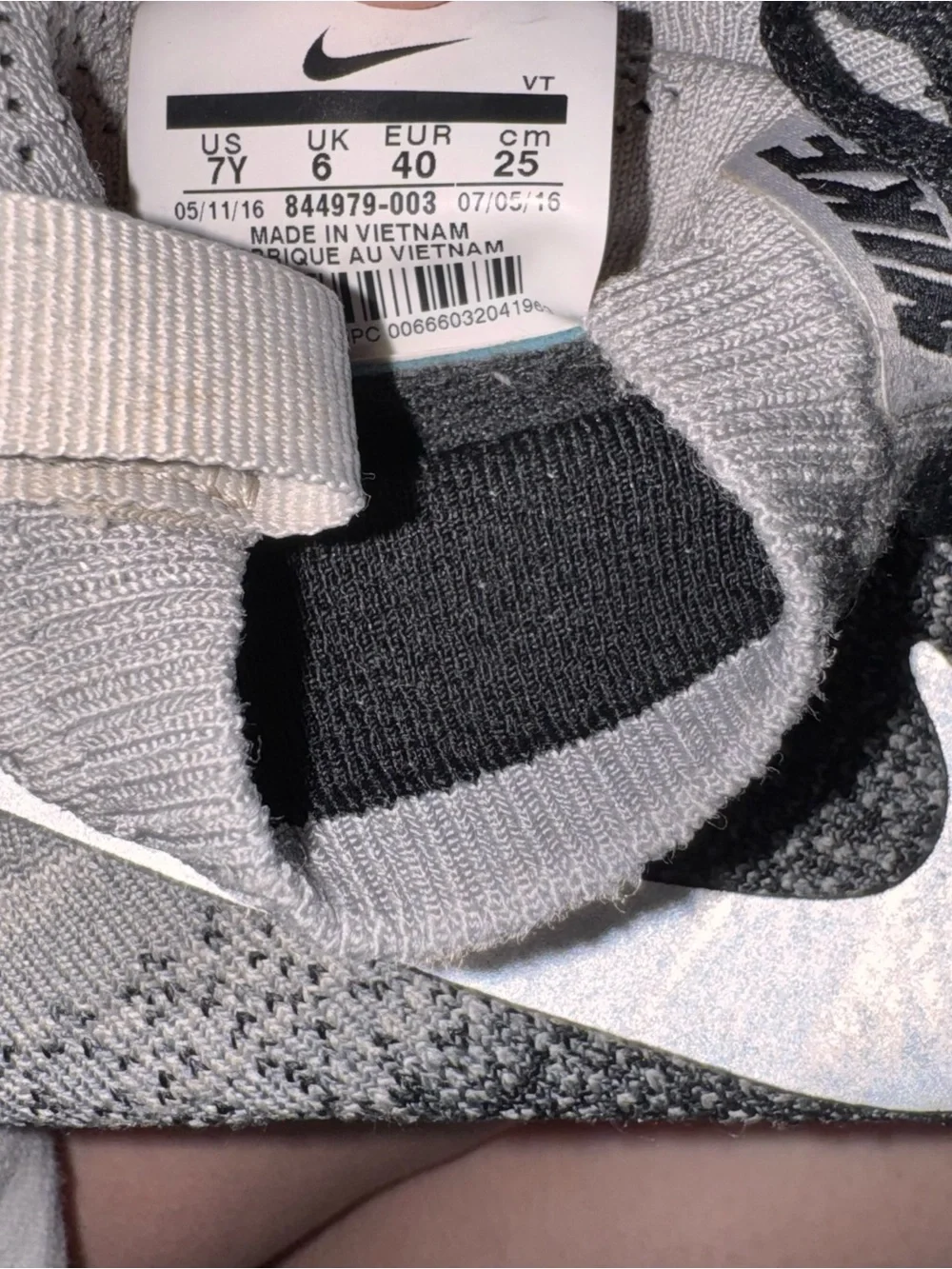 Nike Kids Black and Gray Flyknit High-Top Sneakers with White Swoosh
